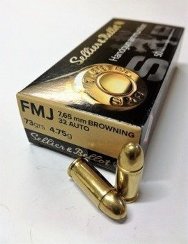 Amunicja 7,65 Browning/.32 Auto S&B FMJ 4.75g/73gr (50 szt.)